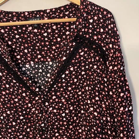 Torrid Emma Babydoll Rayon Slub Lace Trim Tunic Top 6X - Picture 9 of 15